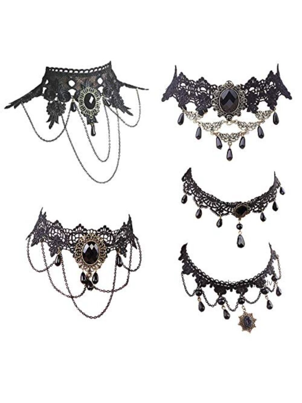Alloy Lace Beaded Choker Necklace Set Steampunk Cosplay